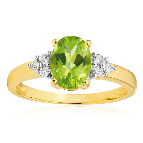 9ct Alluring Yellow Gold Diamond + Peridot Ring – Shiels Jewellers