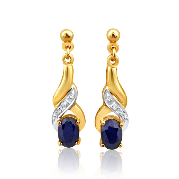 9ct Alluring Yellow Gold Natural Sapphire and Diamond Drop Earrings – Shiels Jewellers