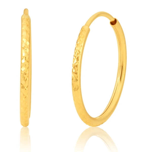 9ct Diamond-Cut Hoop Earrings 9y – Shiels Jewellers