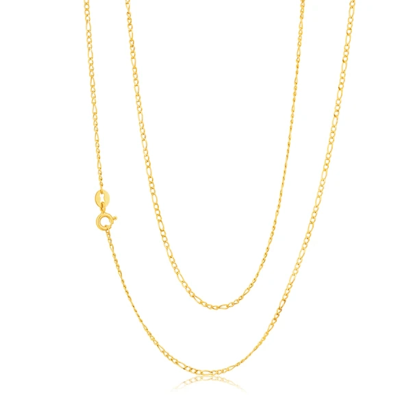 9ct Figaro 3:1 Yellow Gold 50cm 40Gauge Chain – Shiels Jewellers