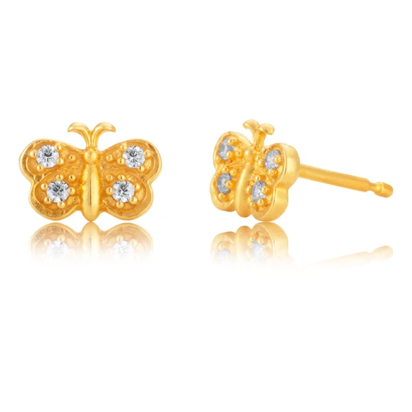 9ct Gold Filled Cubic Zirconia Butterfly Shape Stud Earrings – Shiels Jewellers