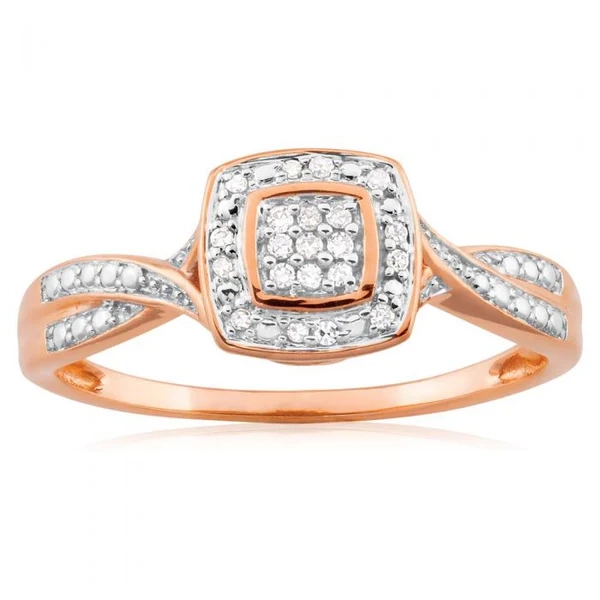 9ct Rose Gold Ring With 21 Brilliant Cut Diamonds – Shiels Jewellers