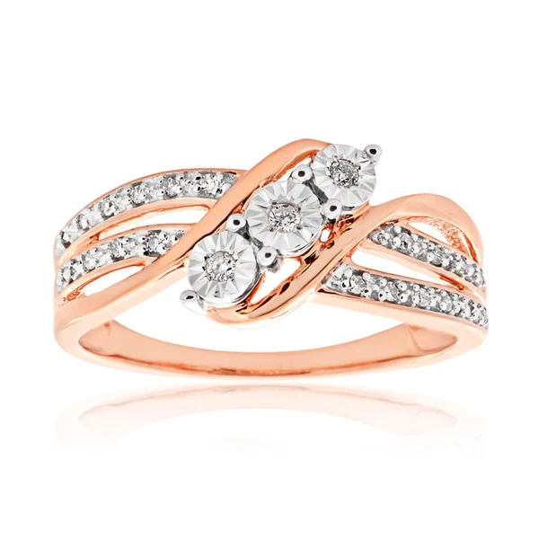 9ct Rose Gold Ring With 23 Brilliant Cut Diamonds – Shiels Jewellers