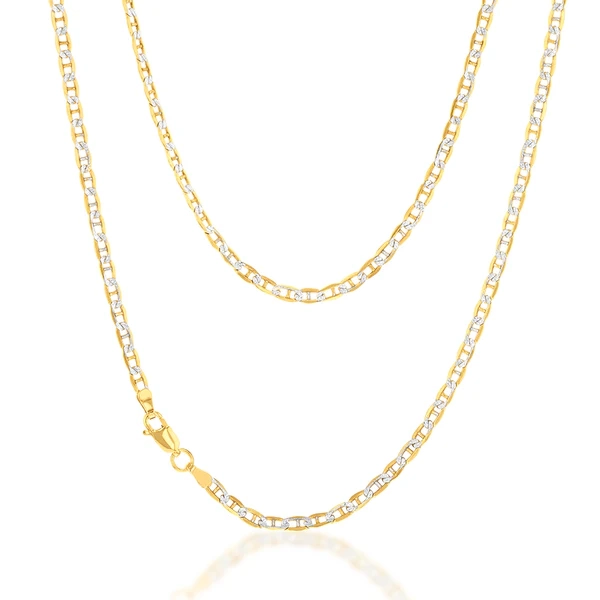 9ct Silverfilled White And Yellow Gold Anchor 45cm Chain – Shiels Jewellers