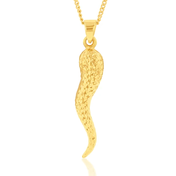 9ct Silverfilled Yellow Gold Italian Horn Pendant – Shiels Jewellers