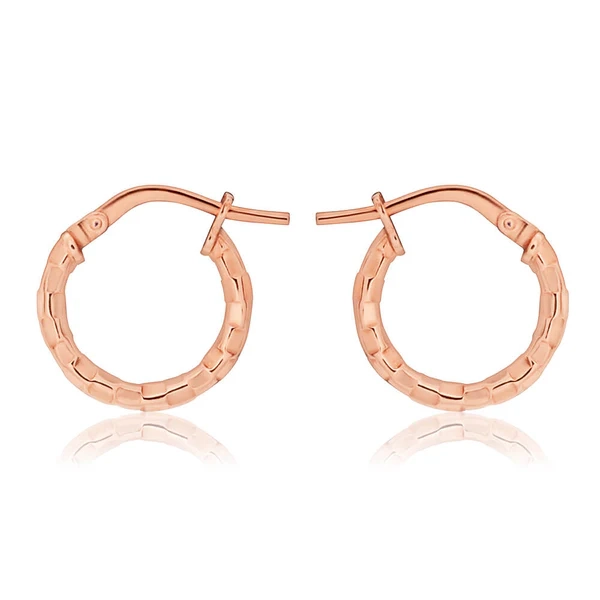 9ct Stunning Rose Gold Silver Filled Fancy Diamond Cut Hoop Earrings – Shiels Jewellers