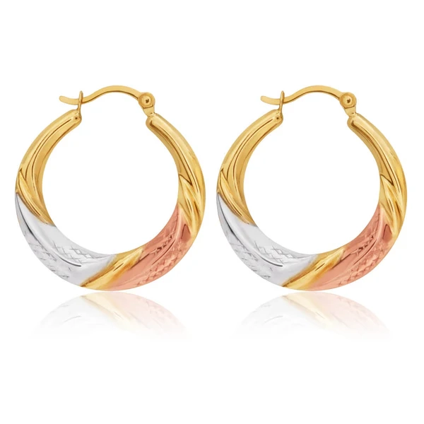 9ct Three tone twist Earrings – Shiels Jewellers