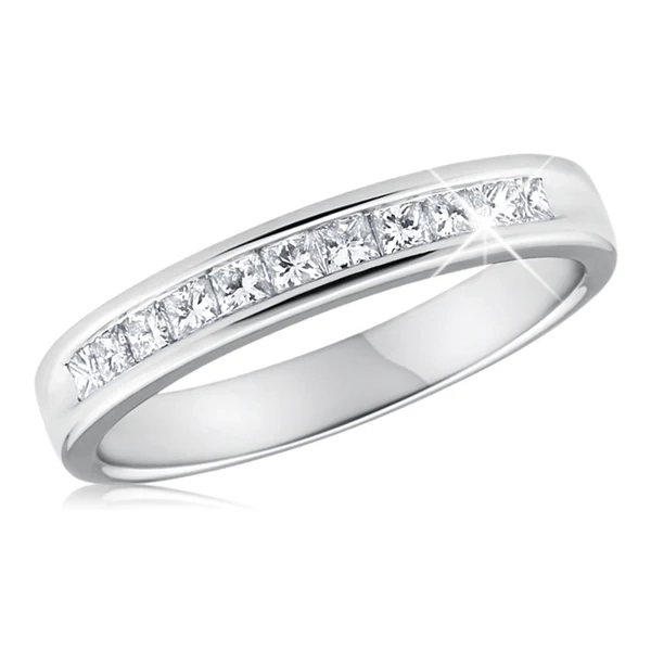 9ct White Gold 1/2 Carat Diamond Ring With 11 Princess Cut Diamonds – Shiels Jewellers