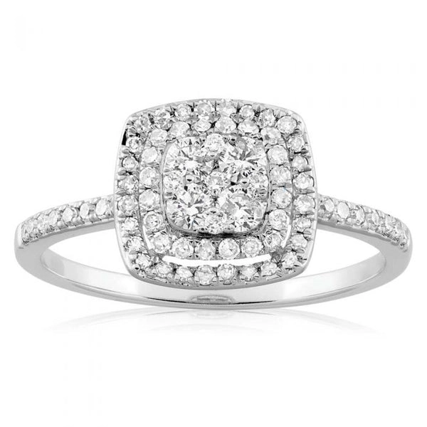 9ct White Gold 1/2 Carat Diamond Ring With 73 Brilliant Cut Diamonds – Shiels Jewellers