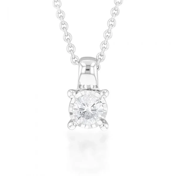 9ct White Gold 1/5 Carat Diamond Pendant on 45cm Chain – Shiels Jewellers