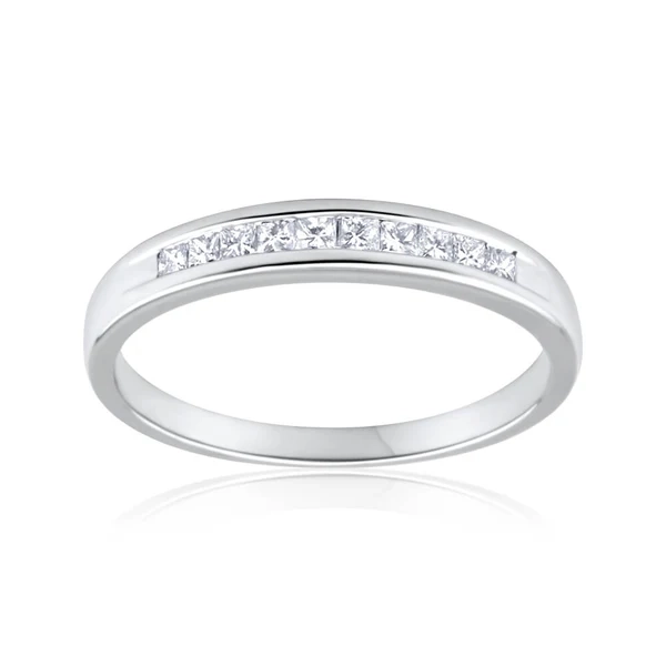 9ct White Gold Diamond Ring Set With 10 Princess Cut Diamonds – Shiels Jewellers