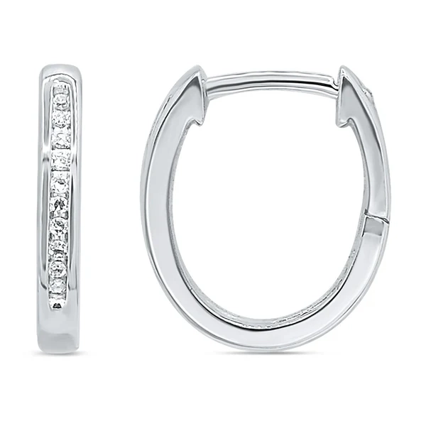 9ct White Gold Hoop Earrings with 20 Brilliant Diamonds – Shiels Jewellers