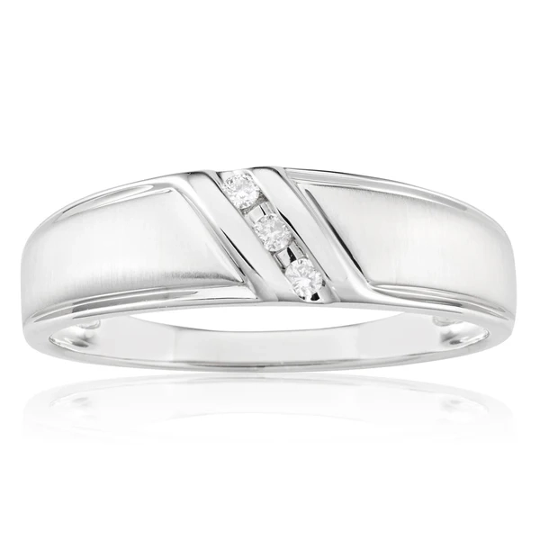 9ct White Gold Mens Ring With 05 Points Of Diamonds – Shiels Jewellers