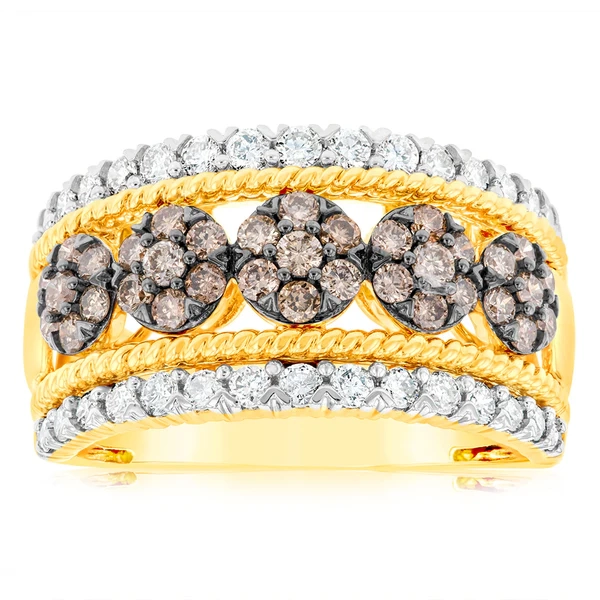 9ct Yellow Gold 1 Carat Diamond Dress Ring with 65 Australian Diamonds – Shiels Jewellers