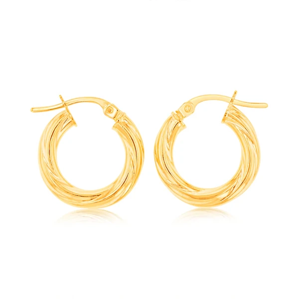 9ct Yellow Gold 10mm Small Twist Hoop Earrings – Shiels Jewellers