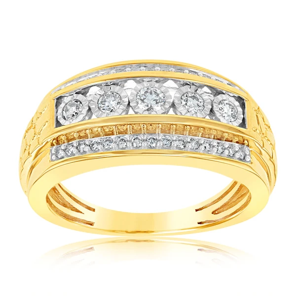 9ct Yellow Gold 1/2 Carat Diamond Mens Ring – Shiels Jewellers