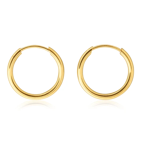 9ct Yellow Gold 13mm Plain Sleeper Earrings – Shiels Jewellers