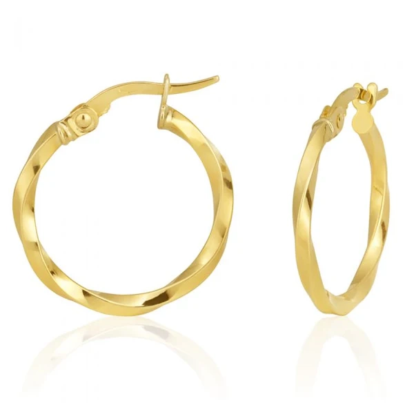 9ct Yellow Gold 15mm Twist Hoop Earrings – Shiels Jewellers