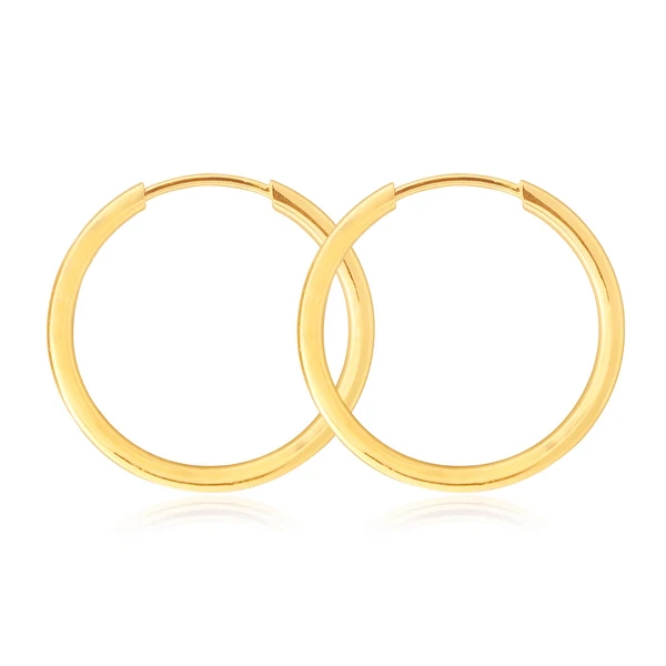 9ct Yellow Gold 16mm Plain Sleeper Earrings – Shiels Jewellers