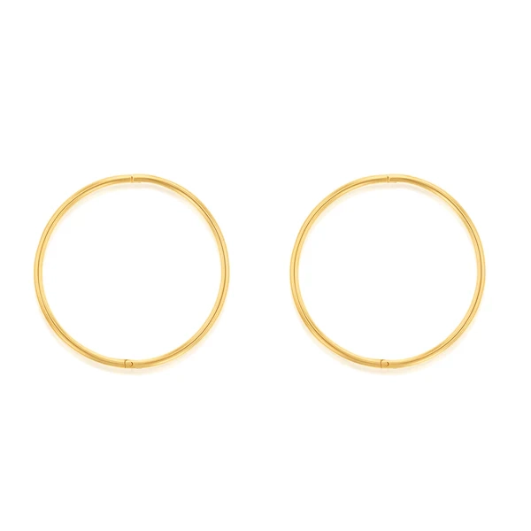 9ct Yellow Gold 25mm Plain Sleeper Earrings – Shiels Jewellers