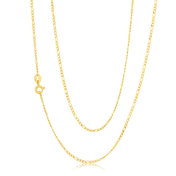 9ct Yellow Gold 3:1 Figaro 45cm Chain 40Gauge – Shiels Jewellers