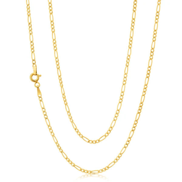 9ct Yellow Gold 3:1 Figaro 45cm Chain 50Gauge – Shiels Jewellers