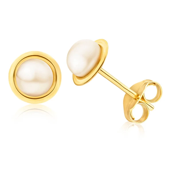 9ct Yellow Gold 4mm Freshwater Pearl Stud Earrings – Shiels Jewellers