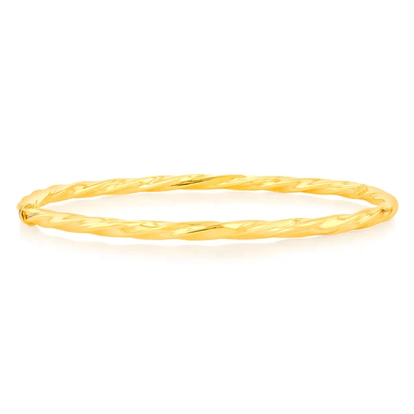 9ct Yellow Gold 4mm Silverfilled 65mm Twist Bangle – Shiels Jewellers