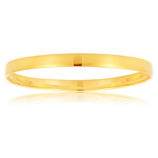 9ct Yellow Gold 6mm wide Solid Bangle – Shiels Jewellers