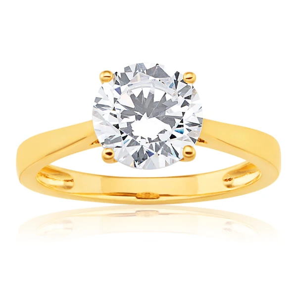 9ct Yellow Gold 8mm Zirconia Brilliant Cut Solitaire Ring – Shiels Jewellers