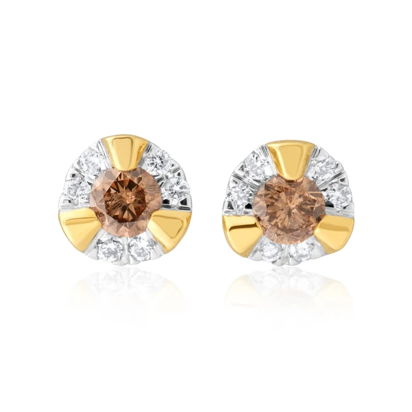 9ct Yellow Gold Australian Champagne Diamond Earrings with 1/4 Carat o – Shiels Jewellers