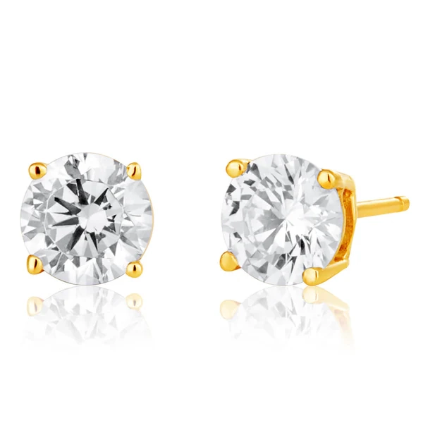 9ct Yellow Gold Cubic Zirconia Brilliant Cut 5mm Stud Earrings – Shiels Jewellers