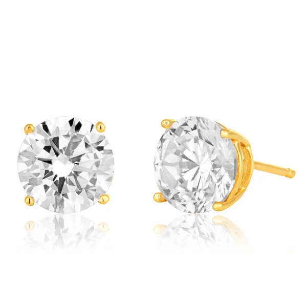 9ct Yellow Gold Cubic Zirconia Brilliant Cut 6.5mm Stud Earrings – Shiels Jewellers