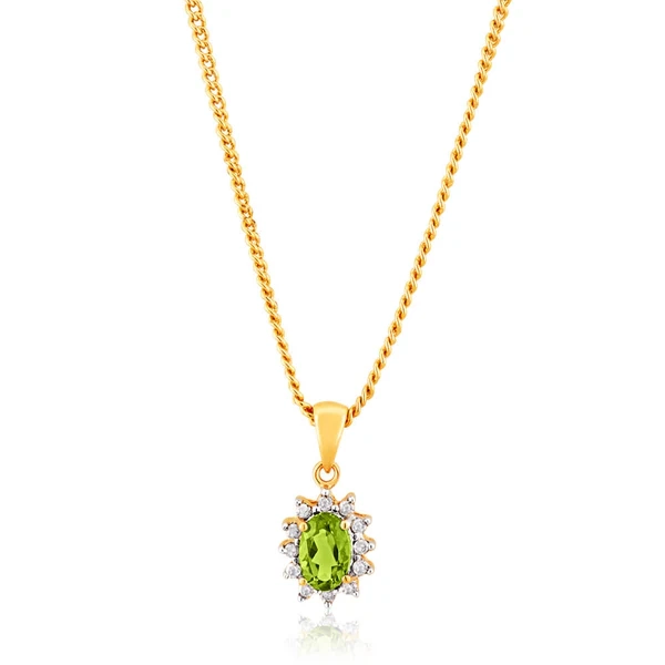 9ct Yellow Gold Diamond and Peridot Pendant – Shiels Jewellers