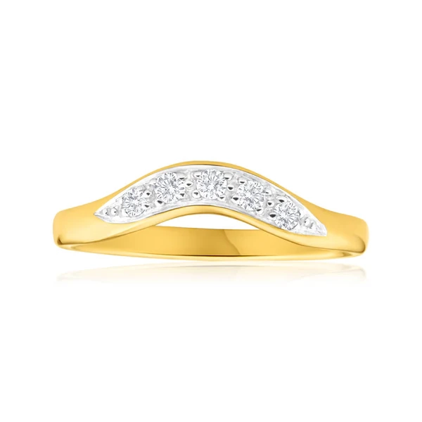 9ct Yellow Gold Diamond Curved Ring – Shiels Jewellers