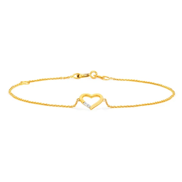 9ct Yellow Gold Diamond Heart Adjustable Bracelet – Shiels Jewellers