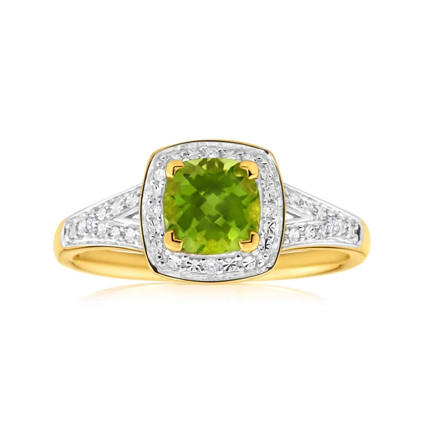 9ct Yellow Gold Diamond + Peridot Ring – Shiels Jewellers