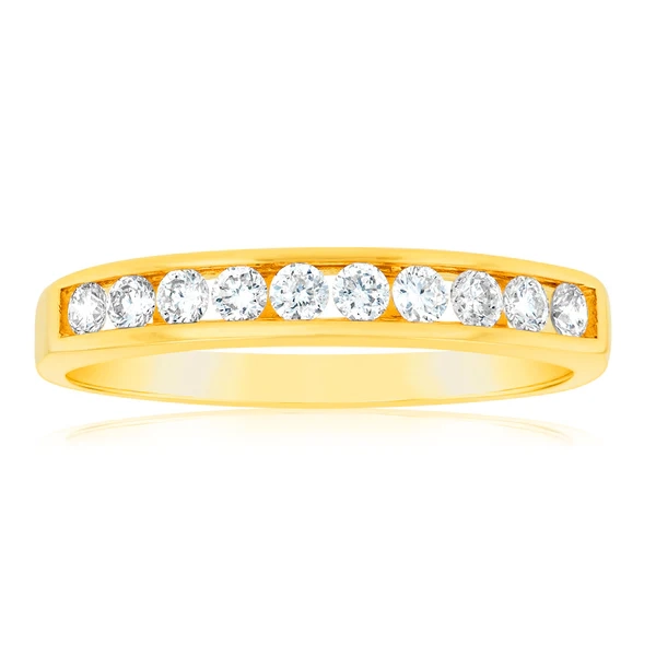 9ct Yellow Gold Diamond Ring Set with 10 Brilliant Diamonds – Shiels Jewellers