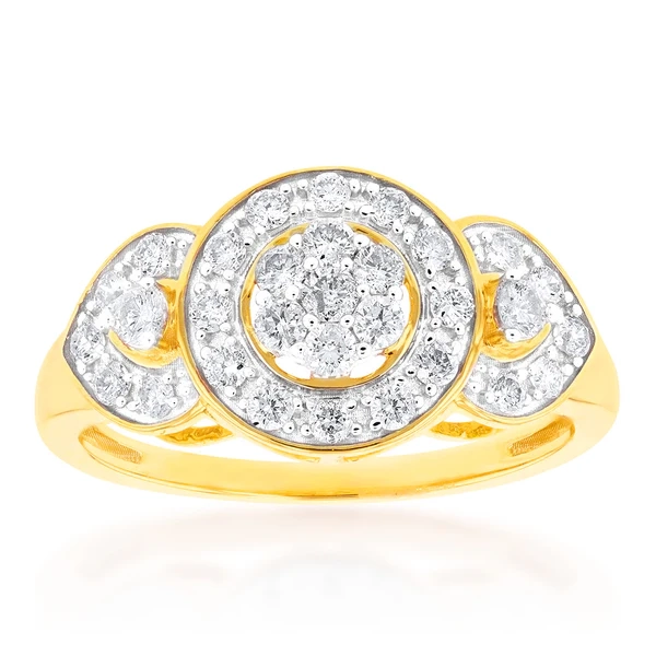 9ct Yellow Gold Diamond Ring Set With 31 Brilliant Cut Diamonds – Shiels Jewellers