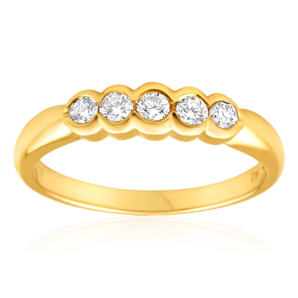 9ct Yellow Gold Diamond Ring Set with 5 Brilliant Diamonds – Shiels Jewellers