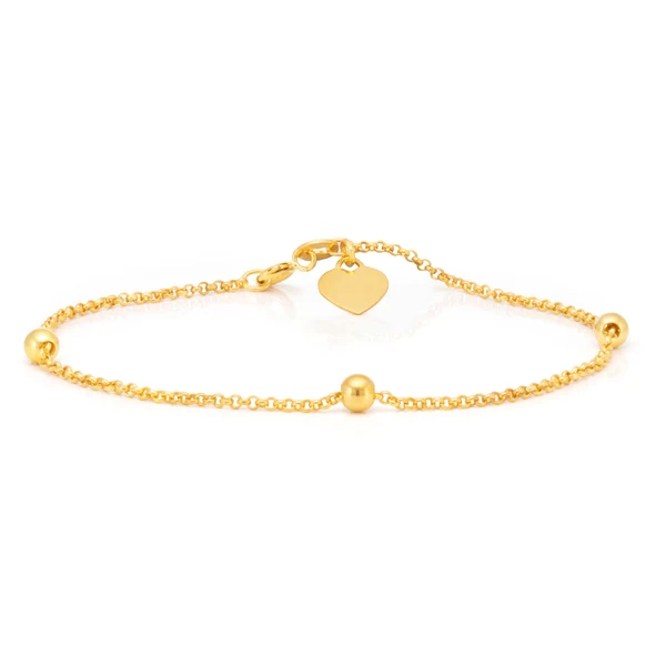 9ct Yellow Gold Filled 19cm Belcher Heart Charm Bracelet – Shiels Jewellers