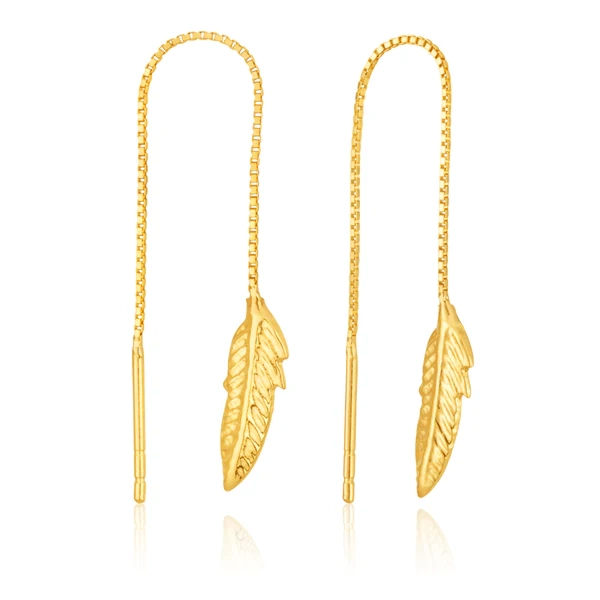 9ct Yellow Gold Leaf Threader Earrings – Shiels Jewellers