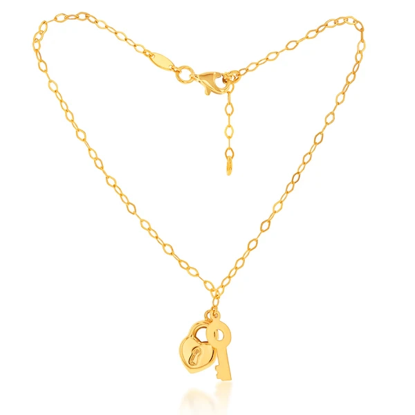 9ct Yellow Gold Lock And Key 24.8cm Anklet – Shiels Jewellers