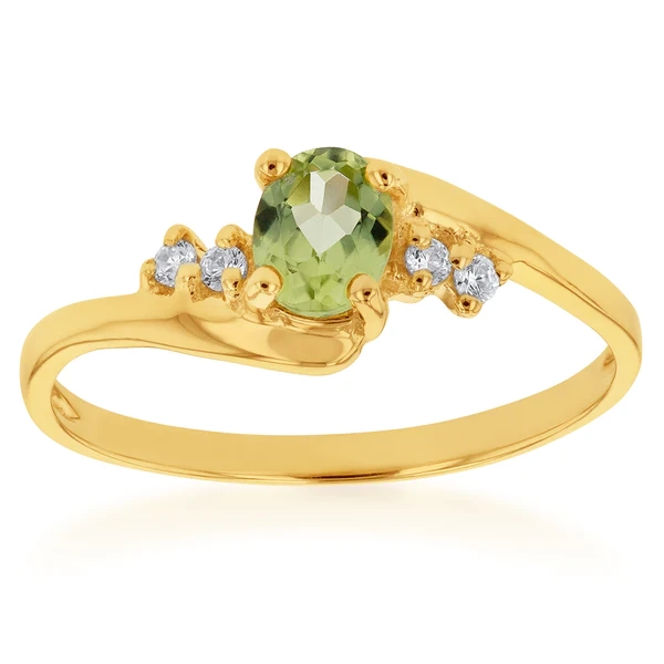 9ct Yellow Gold Peridot and Zirconia Ring – Shiels Jewellers