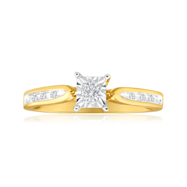 9ct Yellow Gold Ring With 0.15 Carats Of Claw Set Diamonds – Shiels Jewellers