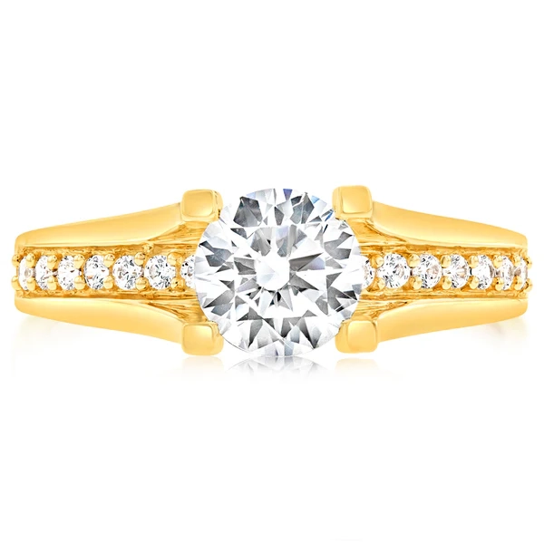 9ct Yellow Gold Round Cubic Zirconia 4 Claw and Channel Set Ring – Shiels Jewellers