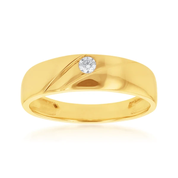 9ct Yellow Gold Round Cubic Zirconia Gents Ring – Shiels Jewellers