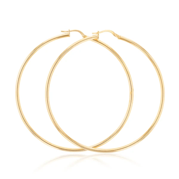 9ct Yellow Gold Silver Filled 60mm Plain Hoop Earrings – Shiels Jewellers