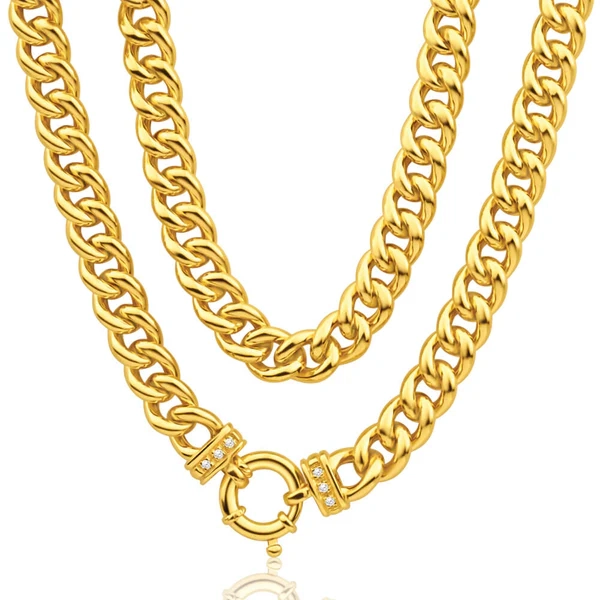 9ct Yellow Gold Silver Filled Cubic Zirconia 50cm Curb Chain – Shiels Jewellers