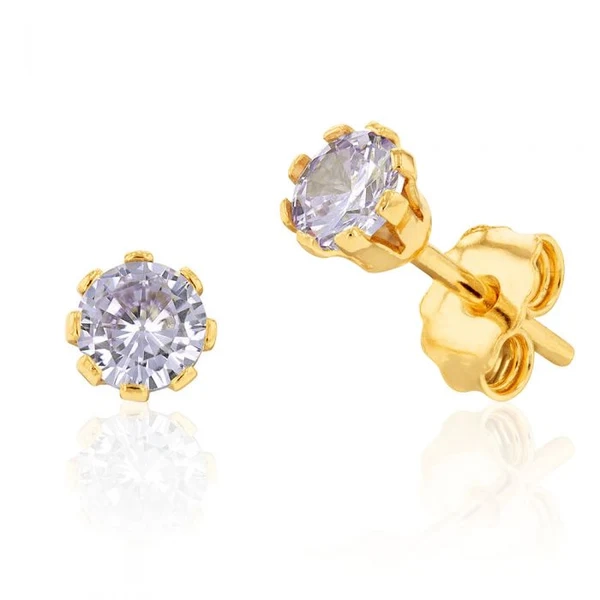 9ct Yellow Gold Silver Filled Cubic Zirconia Lavender 4mm Stud Earring – Shiels Jewellers